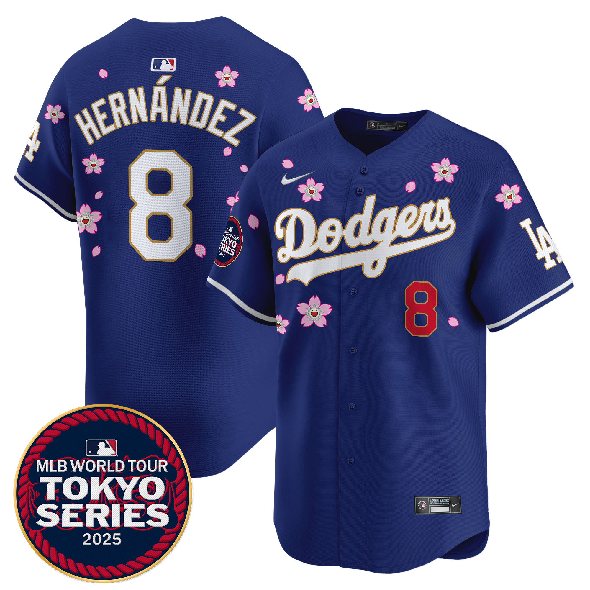 Men Los Angeles Dodgers #8 Hernandez Tokyo Series blue Limited Stitched 2025 Jersey style 2->los angeles dodgers->MLB Jersey